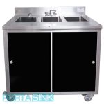 Portable Hand Sink, 3 Compartments, Acrylic Doors